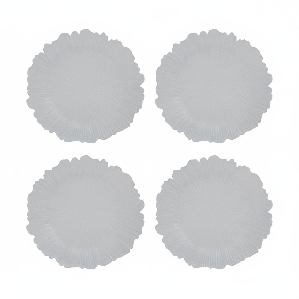 Set of Four 33cm White Reef Charger Plates | Dia