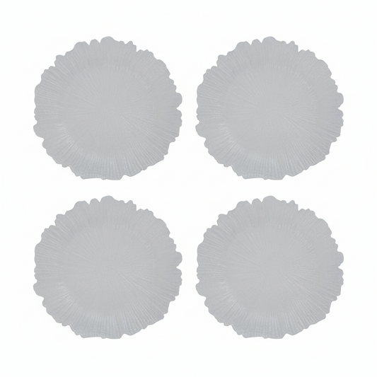 Set of Four 33cm White Reef Charger Plates | Dia
