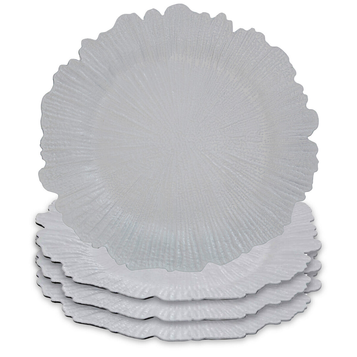 Set of Four 33cm White Reef Charger Plates | Dia