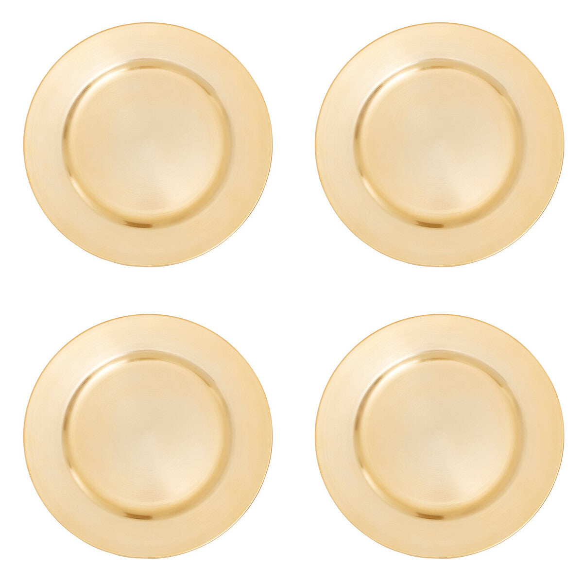Set of Four 33cm Gold Finish Flat Style Charger Plates | Dia