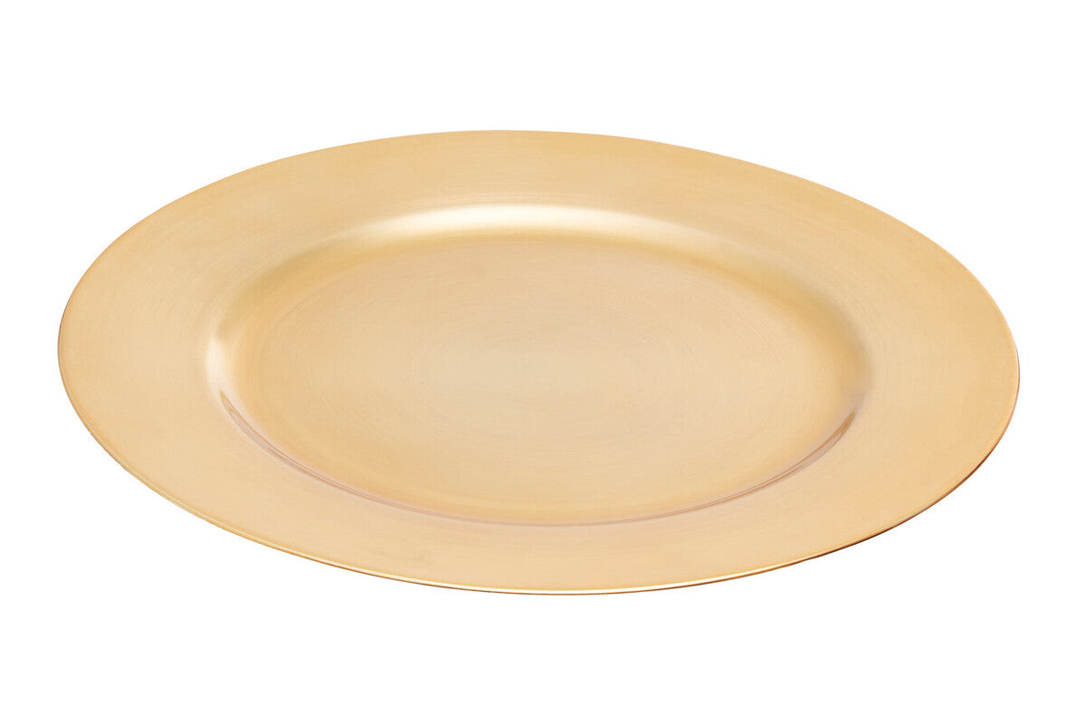 Set of Four 33cm Gold Finish Flat Style Charger Plates | Dia