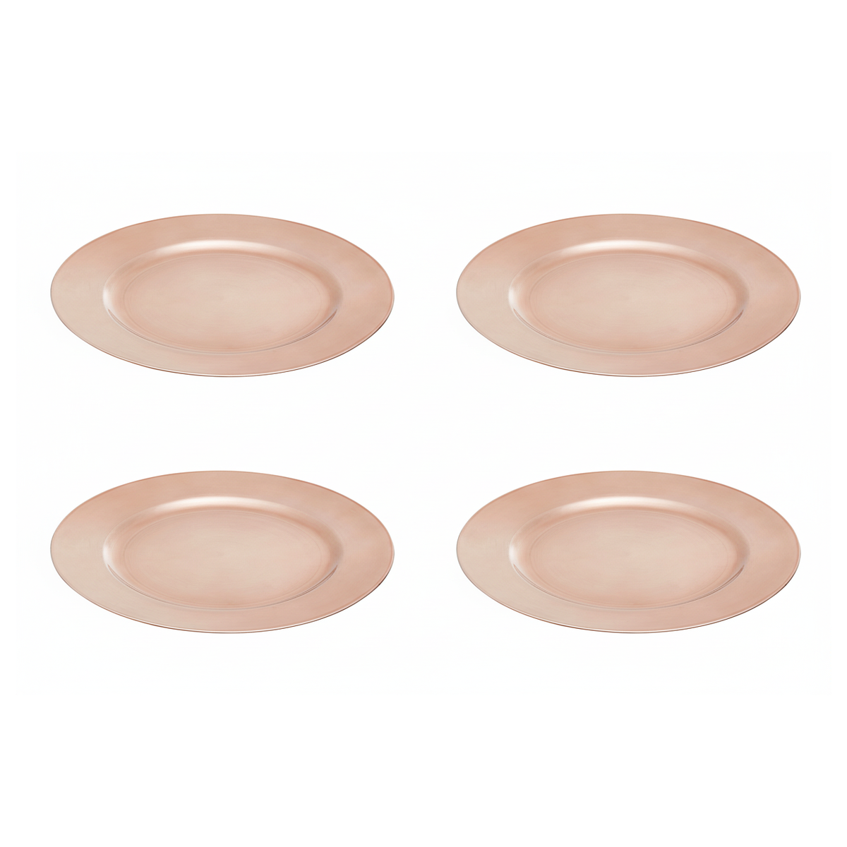 Set of Four 33cm Rose Gold Flat Style Charger Plates | Dia