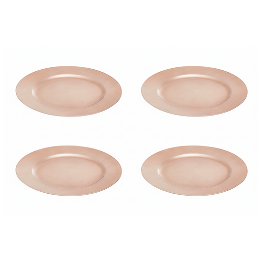 Set of Four 33cm Rose Gold Flat Style Charger Plates | Dia