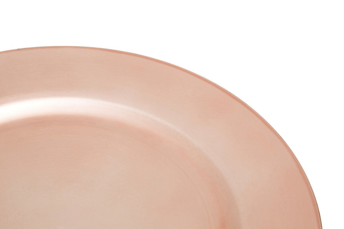Set of Four 33cm Rose Gold Flat Style Charger Plates | Dia
