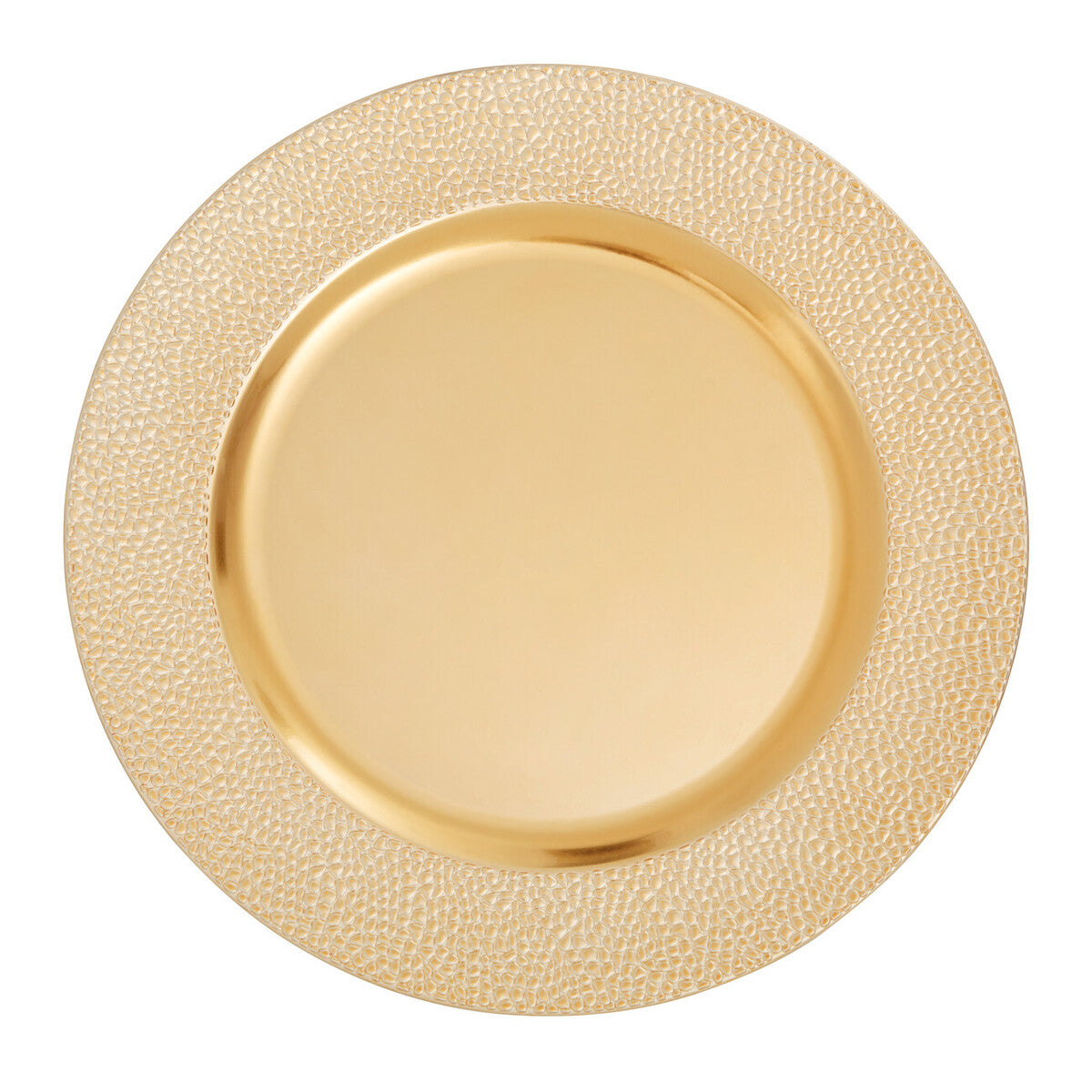 Set of Four 33cm Gold Finish Pebble Effect Charger Plates | Dia