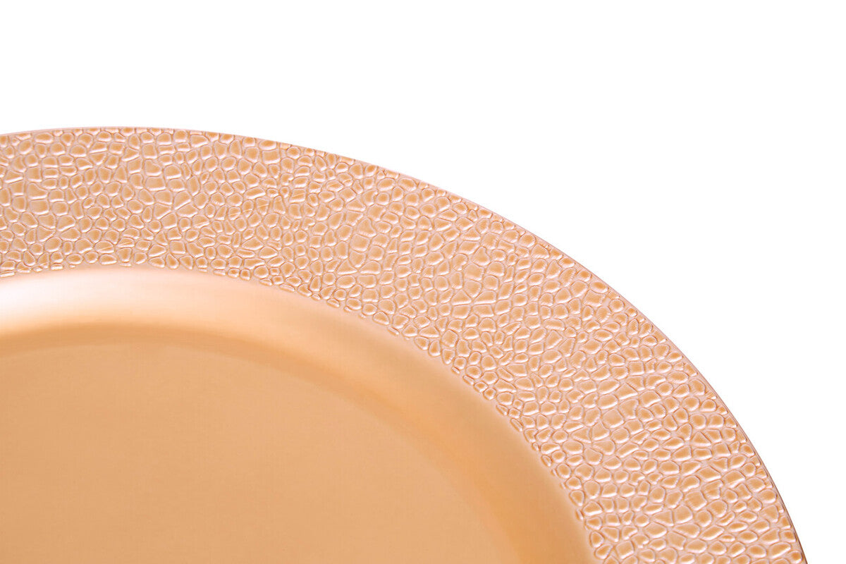 Set of Four 33cm Rose Gold Pebble Effect Charger Plates | Dia