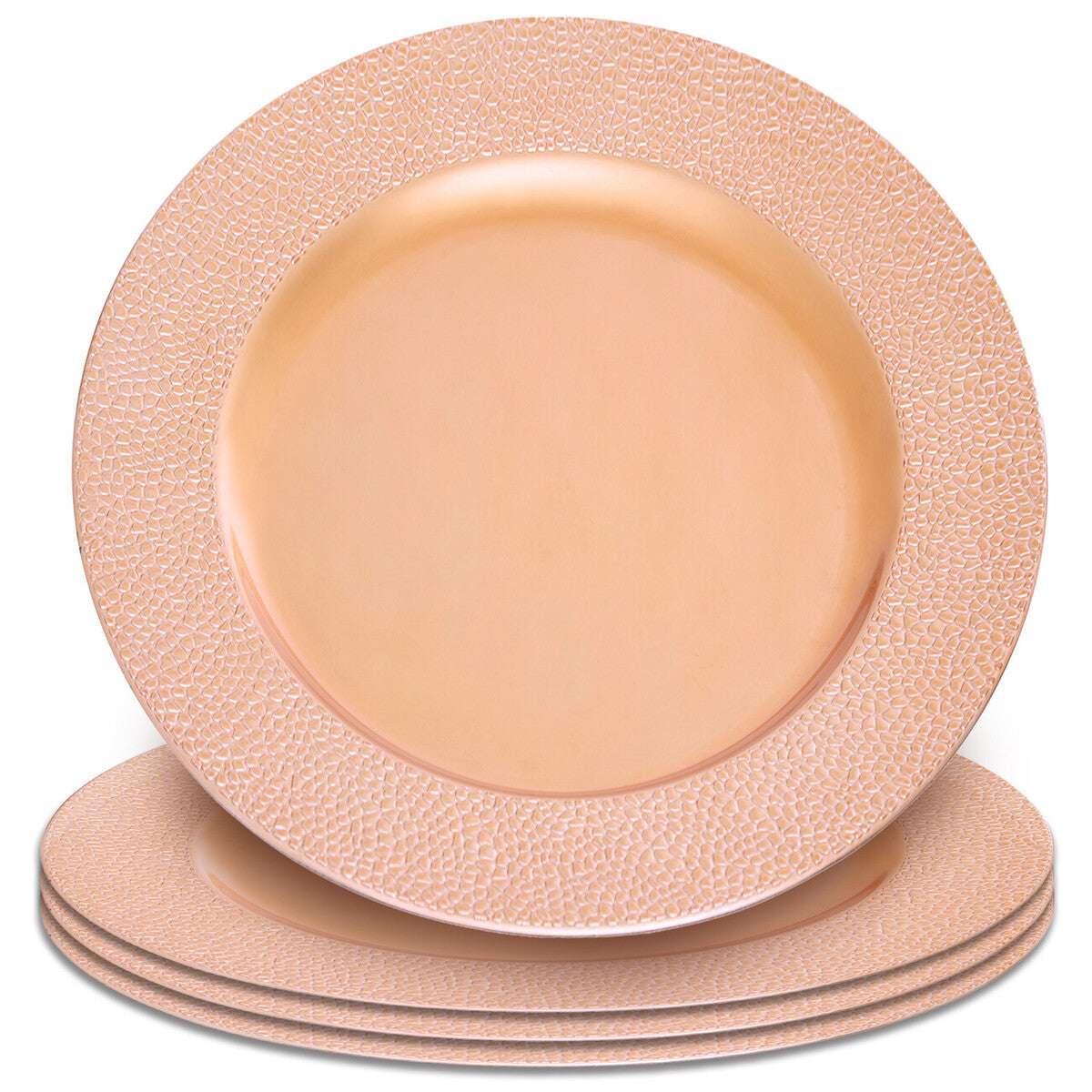 Set of Four 33cm Rose Gold Pebble Effect Charger Plates | Dia