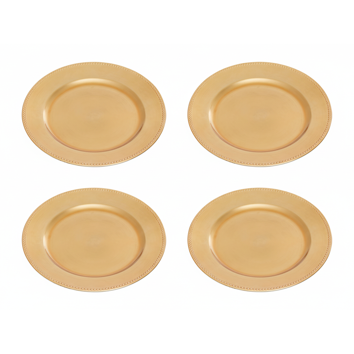 Set of 4 33cm Gold Finish Dotted Charger Plates | Dia