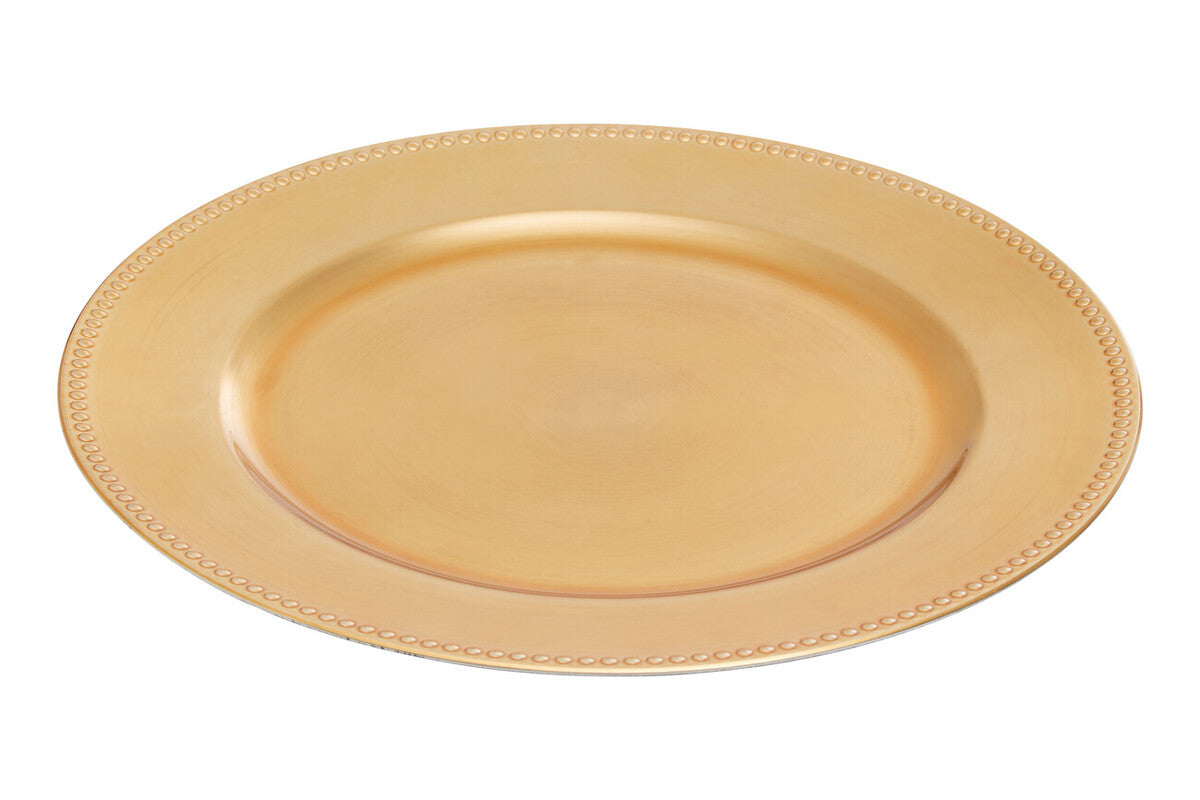 Set of 4 33cm Gold Finish Dotted Charger Plates | Dia