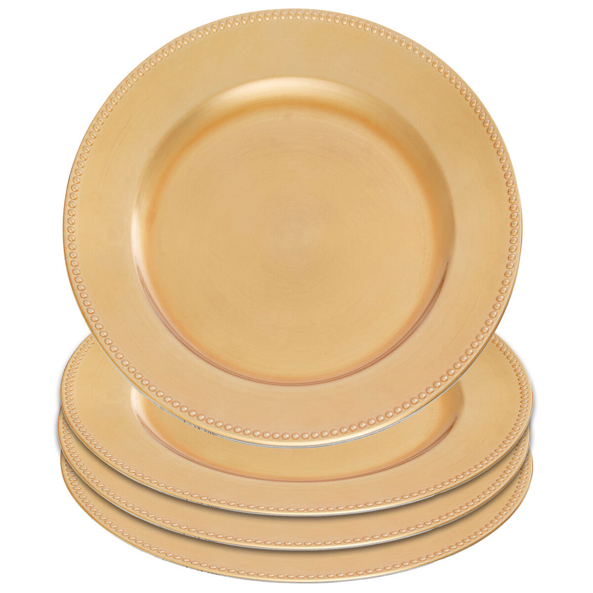 Set of 4 33cm Gold Finish Dotted Charger Plates | Dia