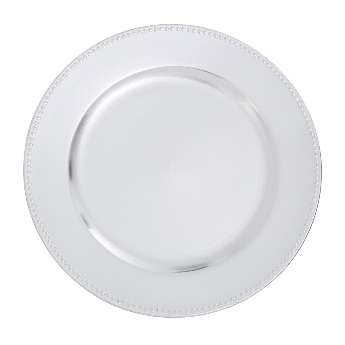 Set of Four 33cm Silver Finish Dotted Charger Plates | Dia
