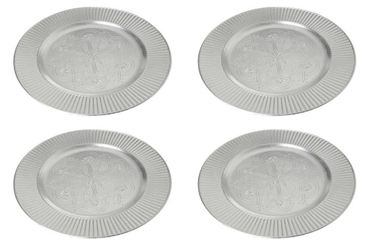 Set of Four 33cm Dia Redbud Silver Charger Plates | Redbud
