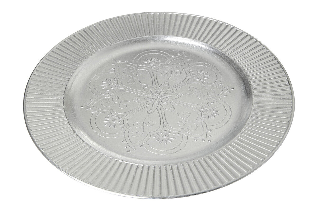 Set of Four 33cm Dia Redbud Silver Charger Plates | Redbud