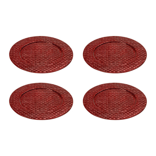 Set of Four 33cm DiaRed Charger Plates | Pandanus