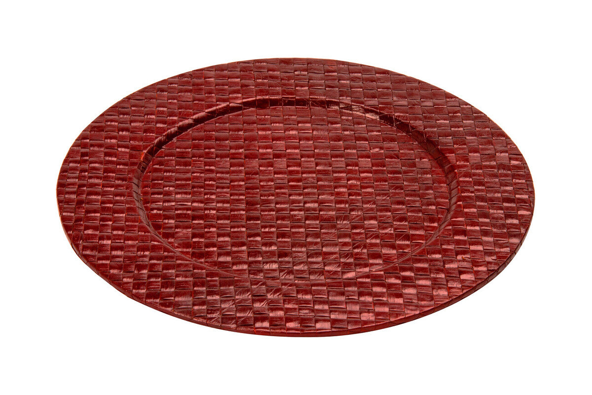 Set of Four 33cm DiaRed Charger Plates | Pandanus