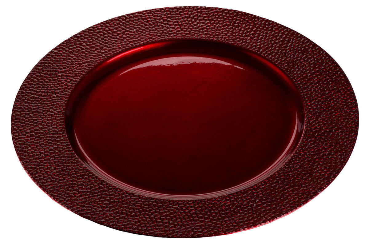 Set of Four 33cm Paxton Red Pebble Effect Charger Plates | Paxton