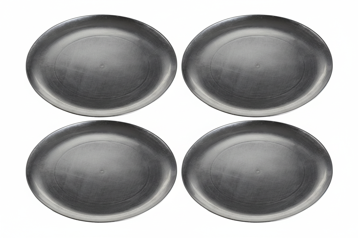Set of Four 33cm Dia Silver Coupe Charger Plate | Paxton