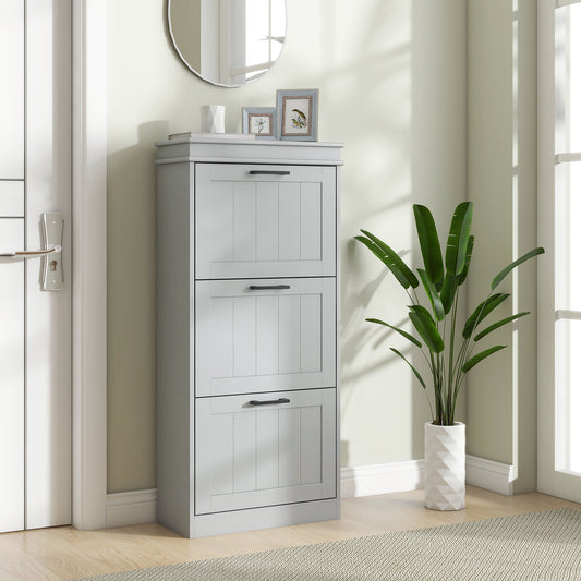 Three-Drawer Minimalistic Shoe Cabinet - Grey