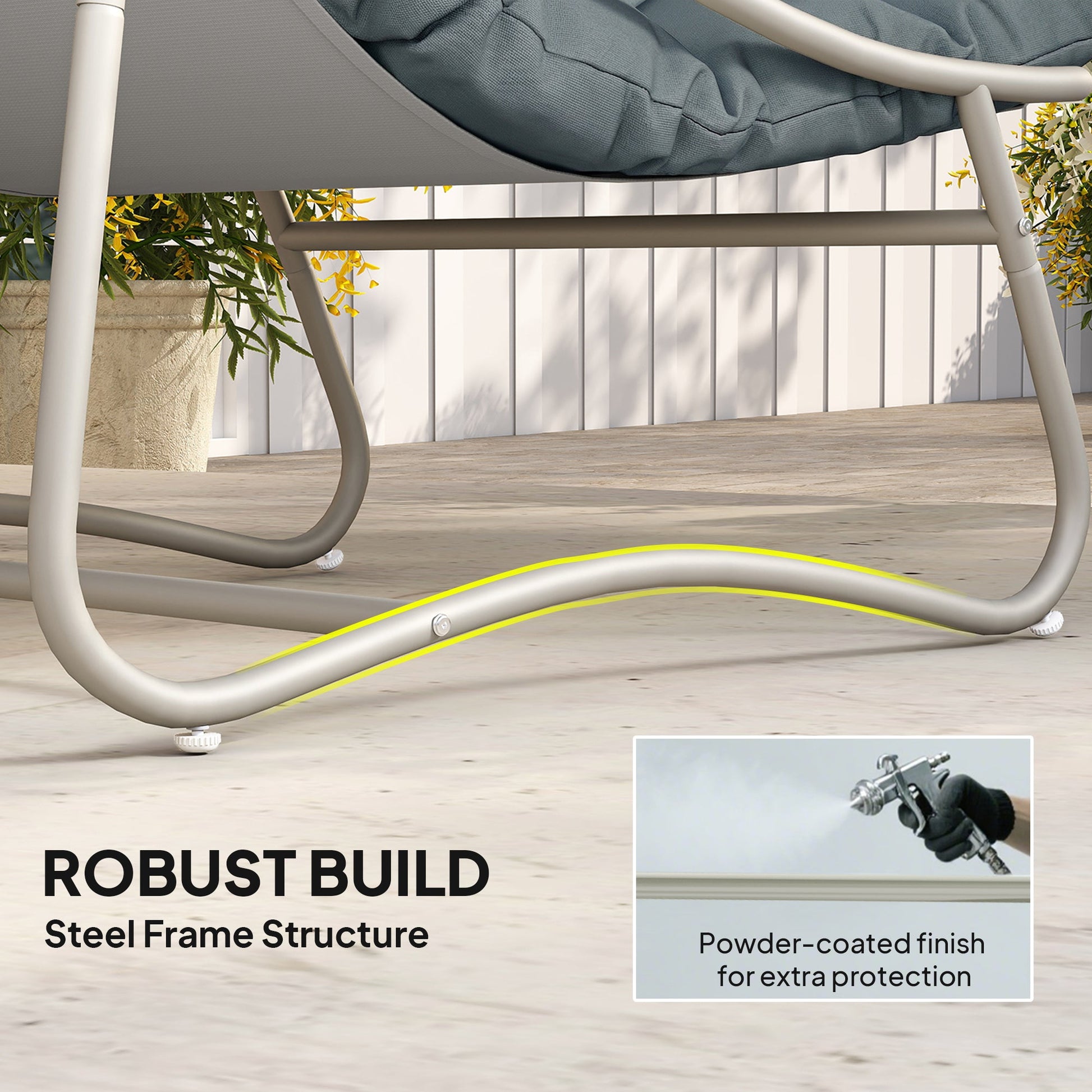 Bistro Set for Garden, 3 Piece Outdoor Table and Chair with Footstool and Removable Cushions, Comfy Balcony Furniture