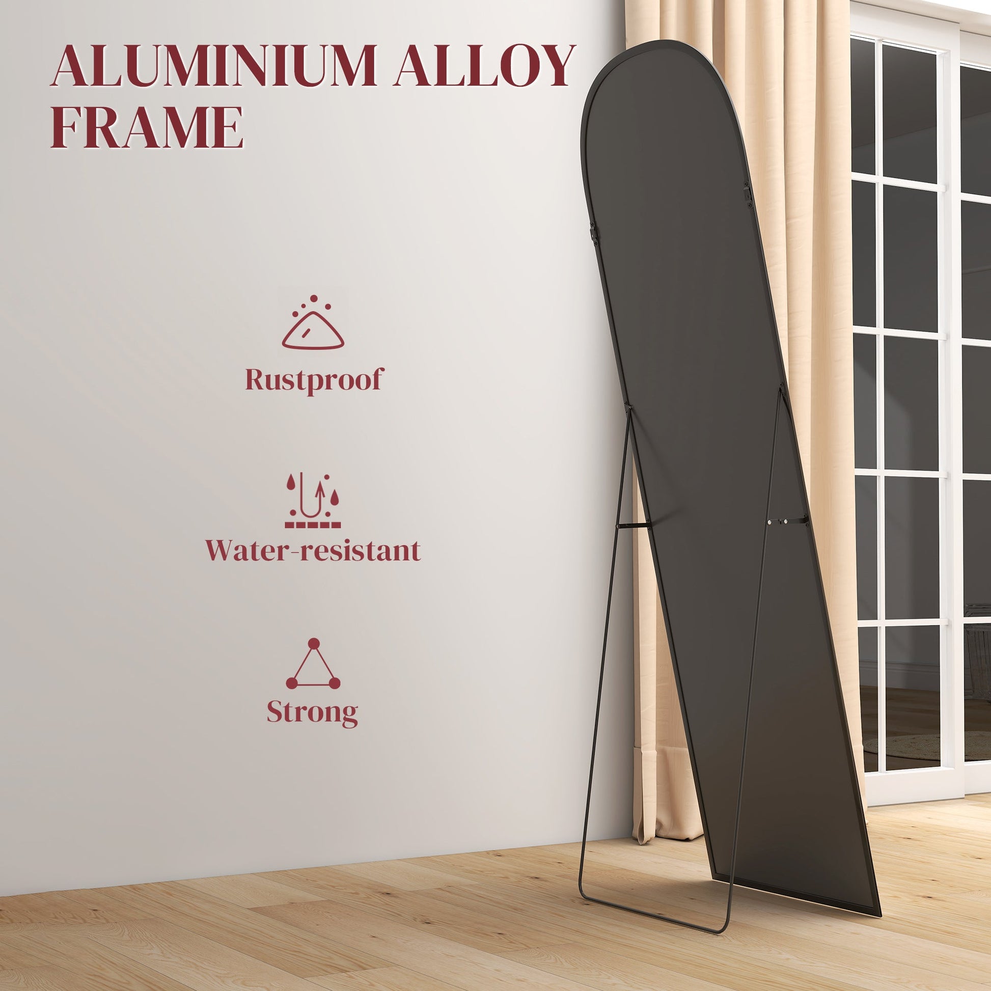 Aluminium Frame Standing Mirror - Black