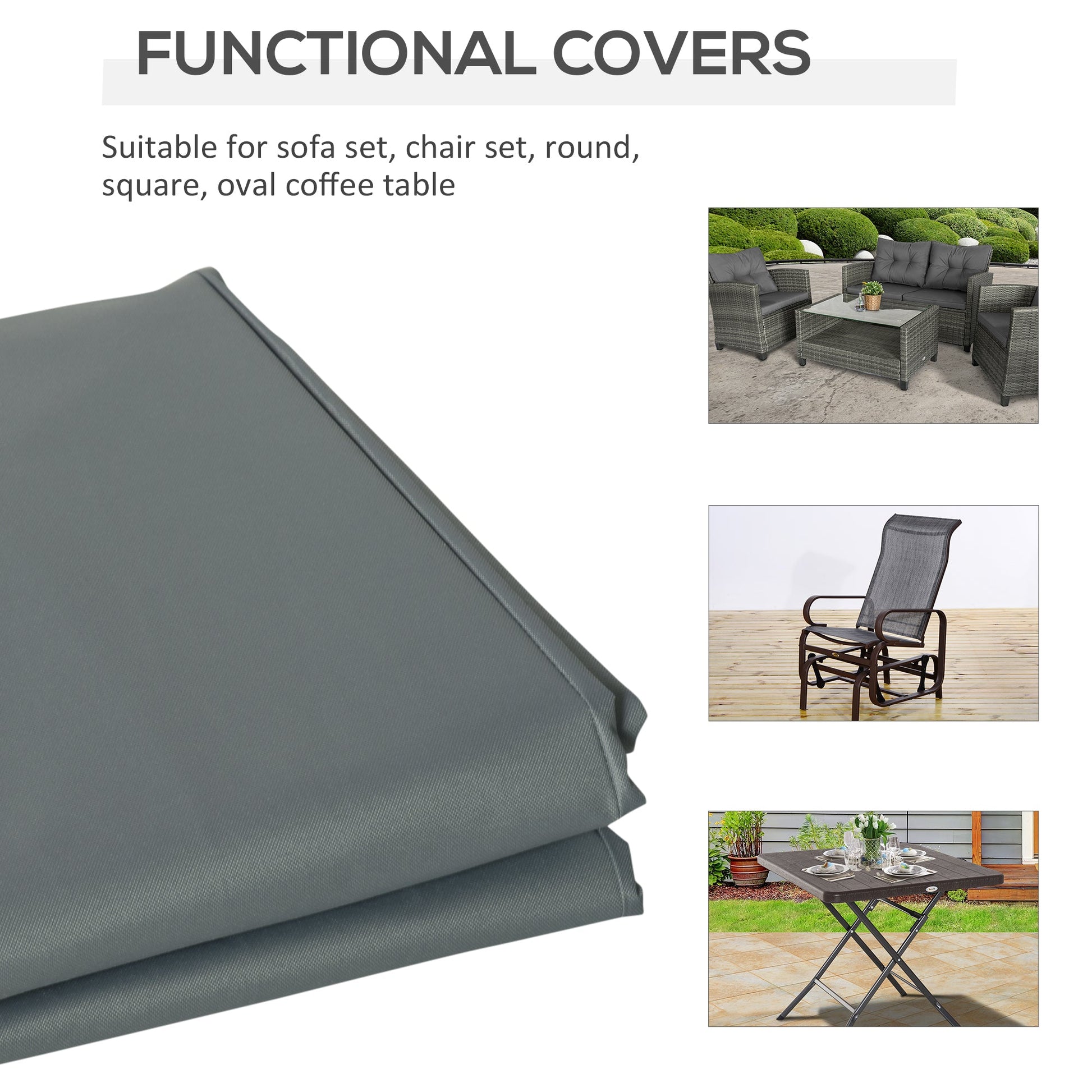Rectangular Patio Furniture Cover for 3 Seater Sofa Bistro Set, Water UV Resistant Protection 600D Oxford Fabric Rattan Lounge Clean Cover, 190 x 72 x 76cm