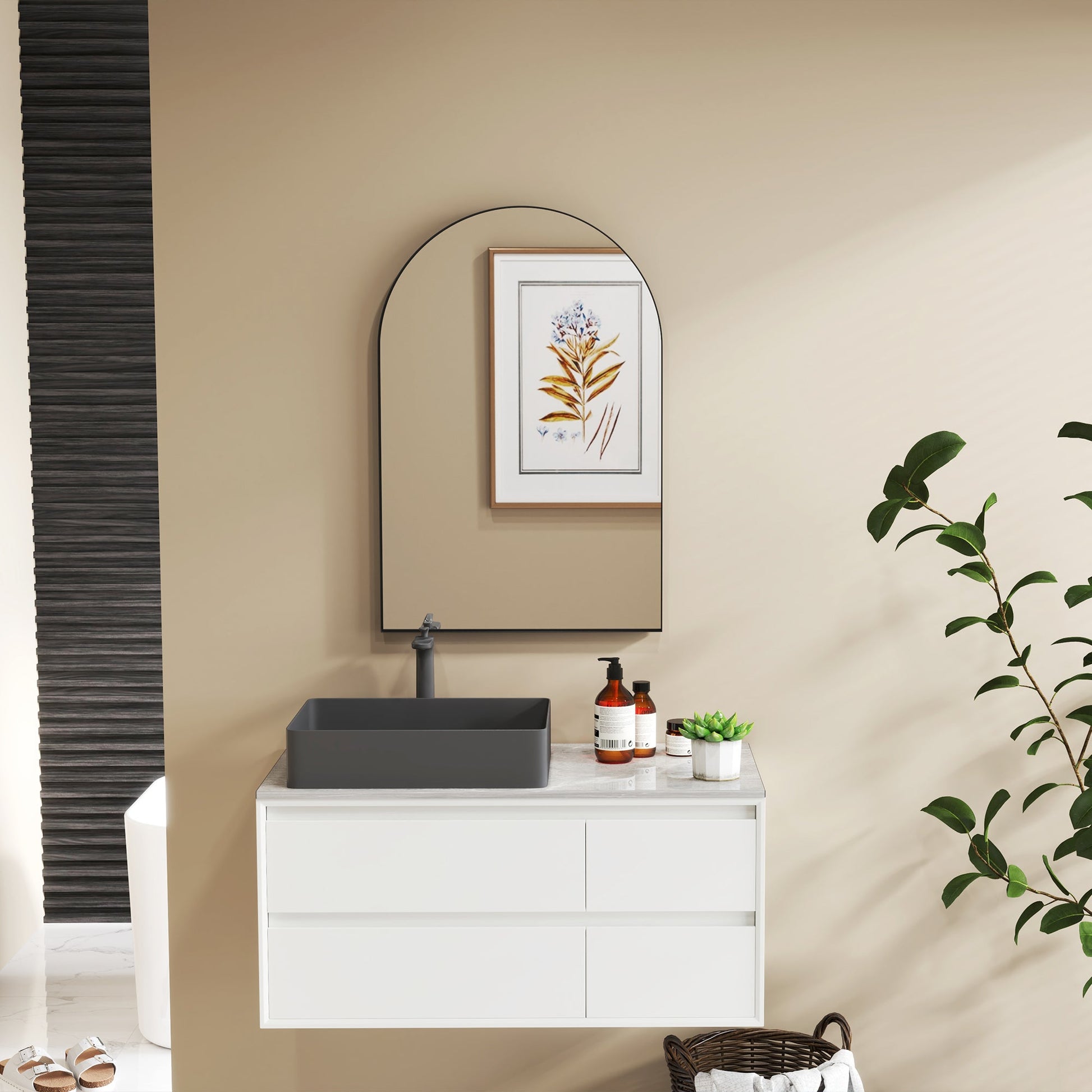 Arched Home Mirror - Black