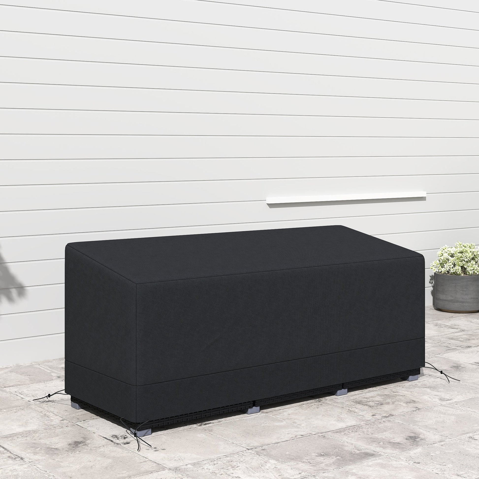 Rectangular Patio Furniture Cover for 3 Seater Sofa Bistro Set, Water UV Resistant Protection 600D Oxford Fabric Rattan Lounge Clean Cover, 190 x 72 x 76cm, Black