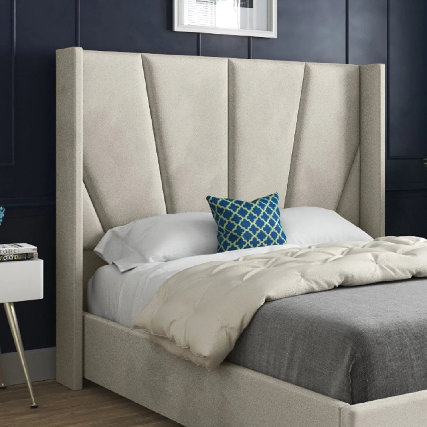 Branson Wide Curved Winged Upholstered Bed Frame
