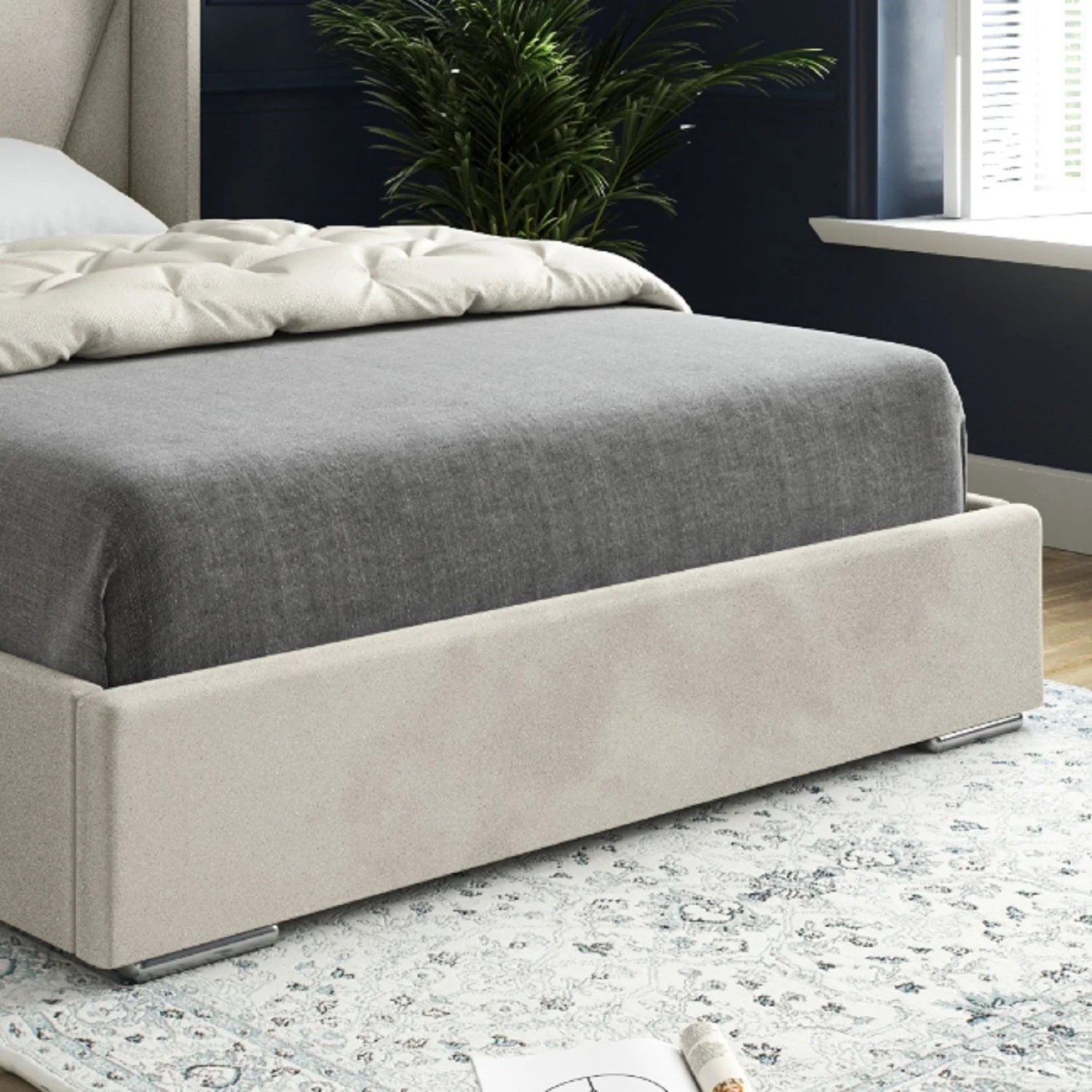 Branson Wide Curved Winged Upholstered Bed Frame