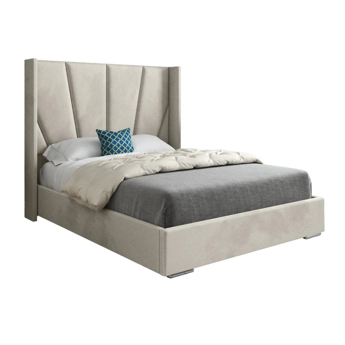 Branson Wide Curved Winged Upholstered Bed Frame