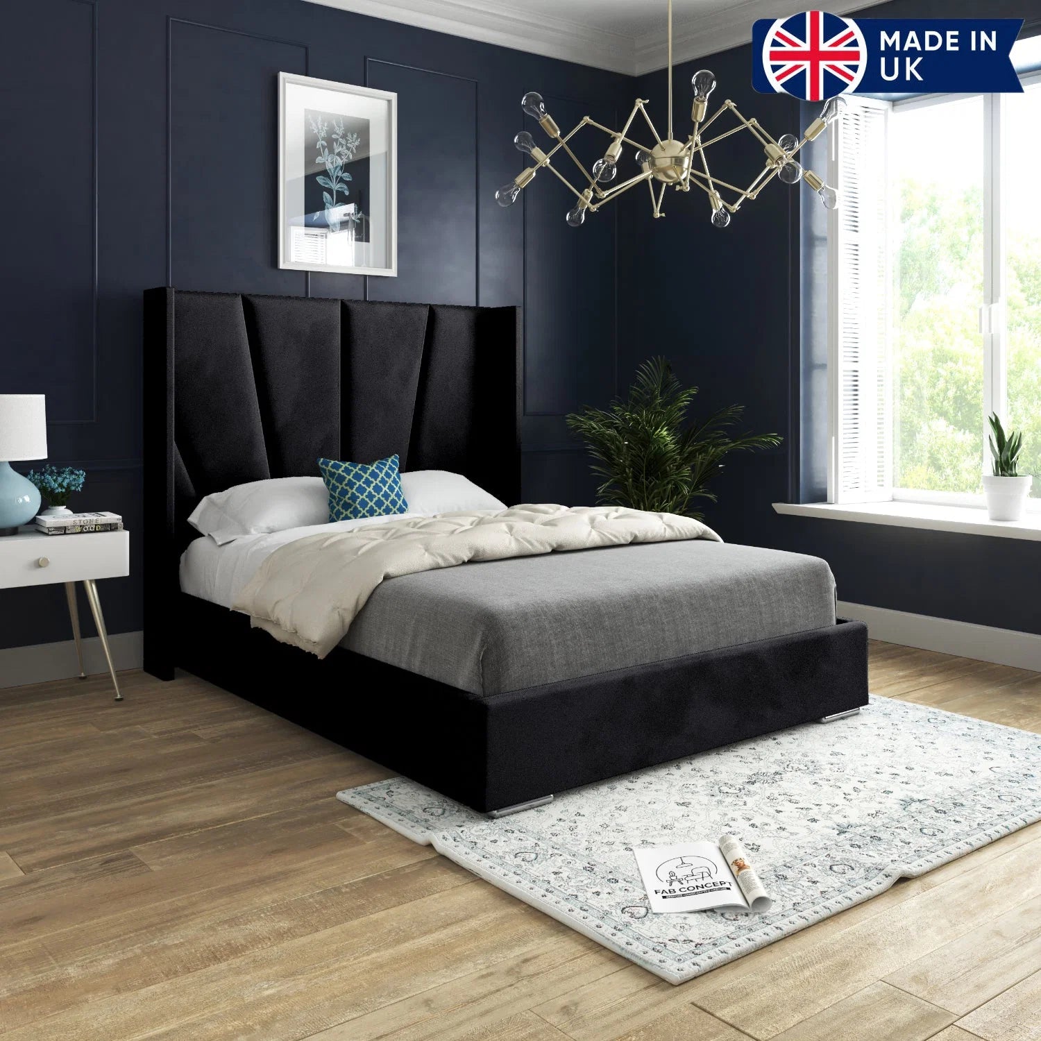 Branson Wide Curved Winged Upholstered Bed Frame