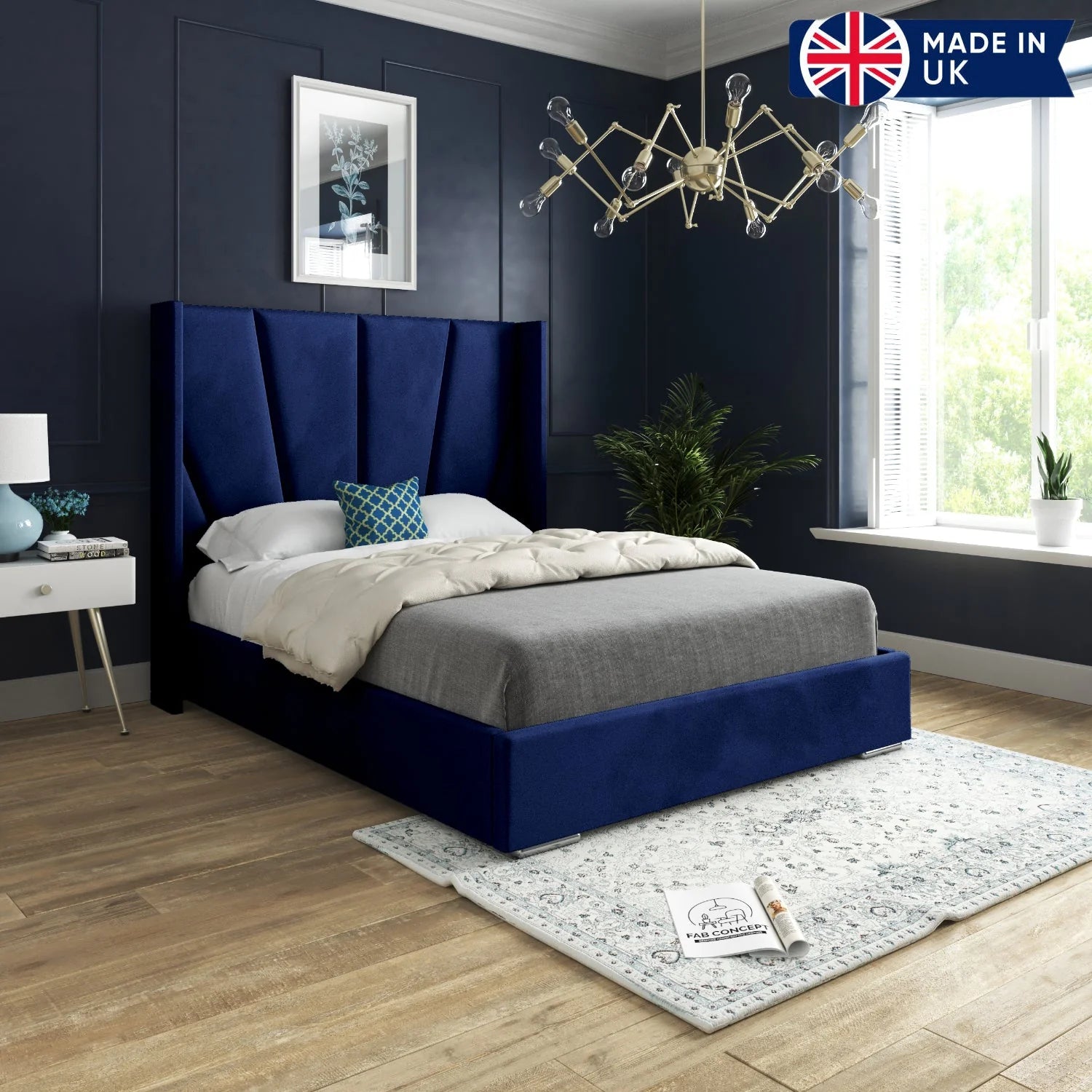 Branson Wide Curved Winged Upholstered Bed Frame