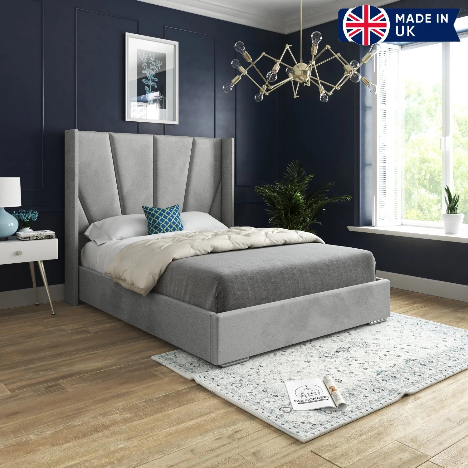 Branson Wide Curved Winged Upholstered Bed Frame