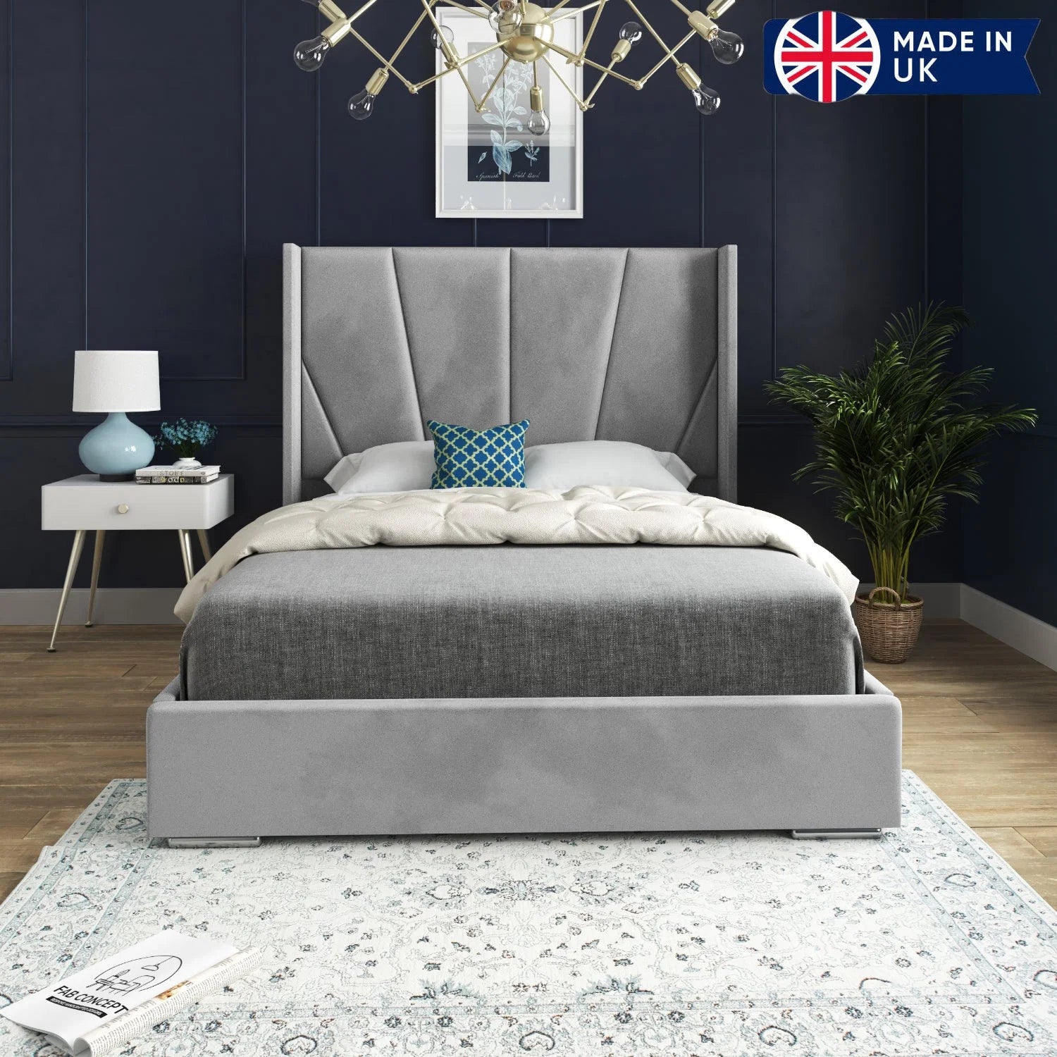 Branson Wide Curved Winged Upholstered Bed Frame