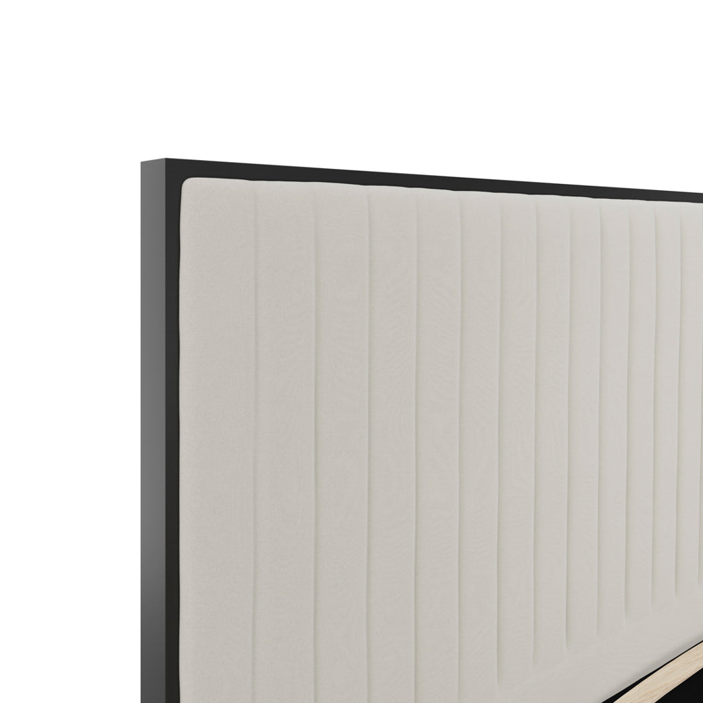 Aurelia Plush Cream Velvet Black Boardered Bed