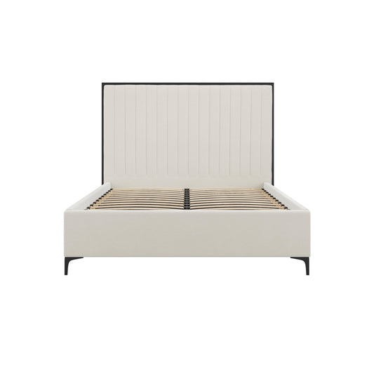 Aurelia Plush Cream Velvet Black Boardered Bed