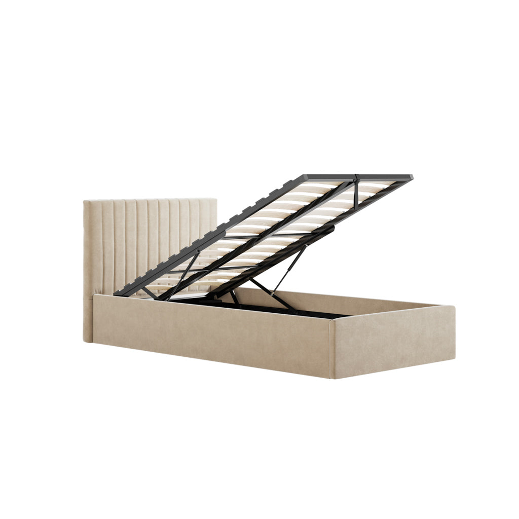 Zara Velvet Fabric Ottoman Bed