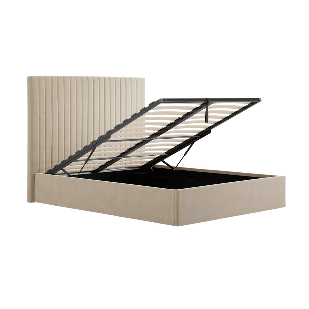 Zara High Velvet Fabric Ottoman Bed