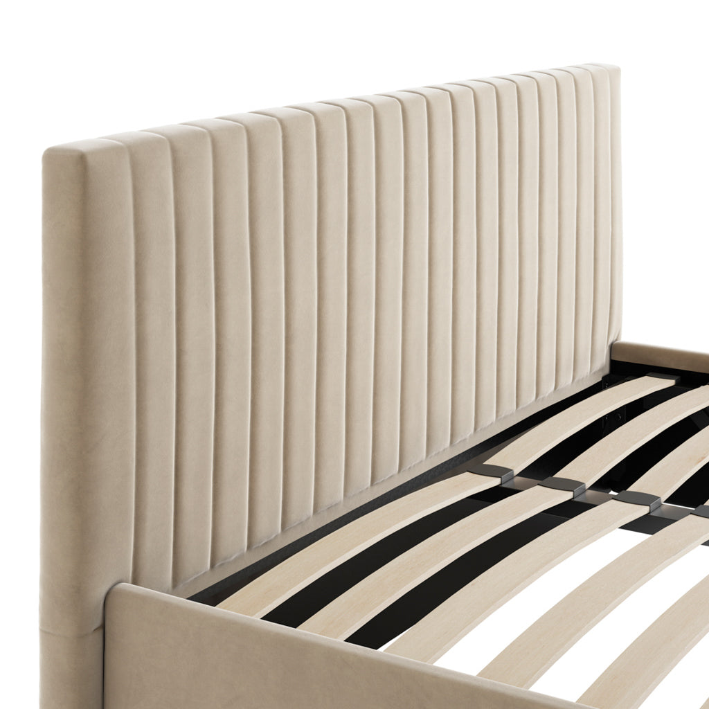 Zara High Velvet Fabric Ottoman Bed