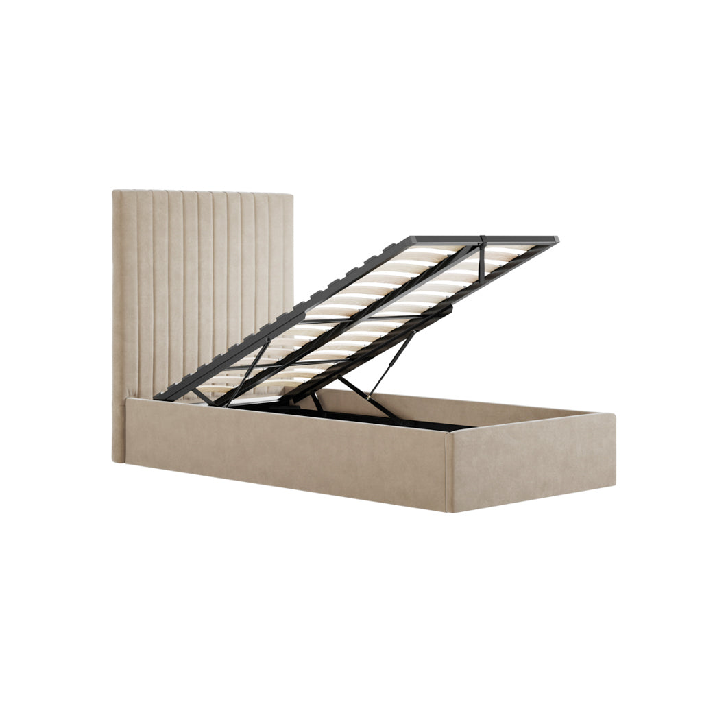 Zara High Velvet Fabric Ottoman Bed