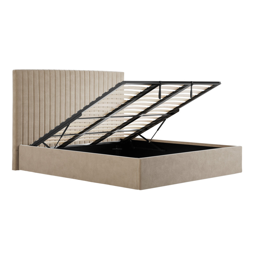 Zara High Velvet Fabric Ottoman Bed