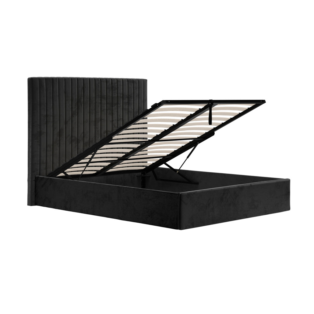 Zara High Velvet Fabric Ottoman Bed
