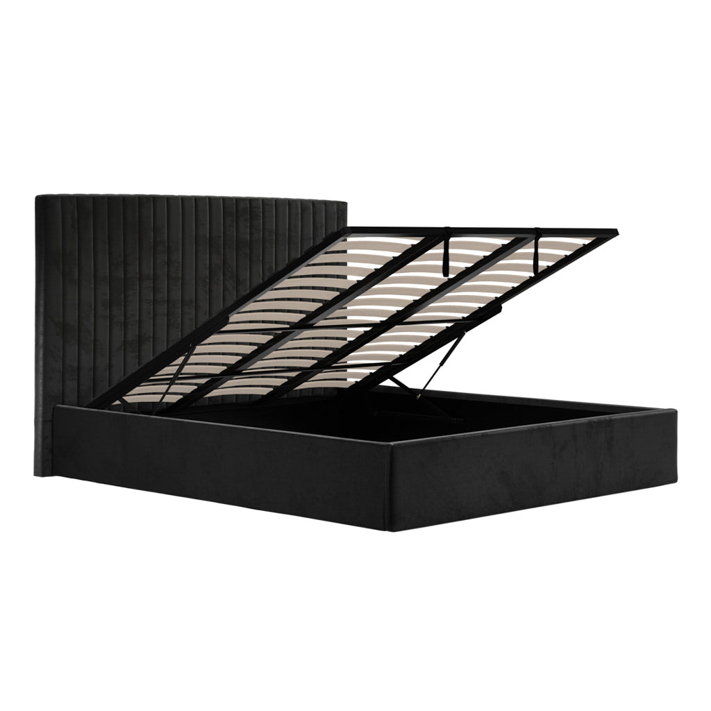 Zara High Velvet Fabric Ottoman Bed