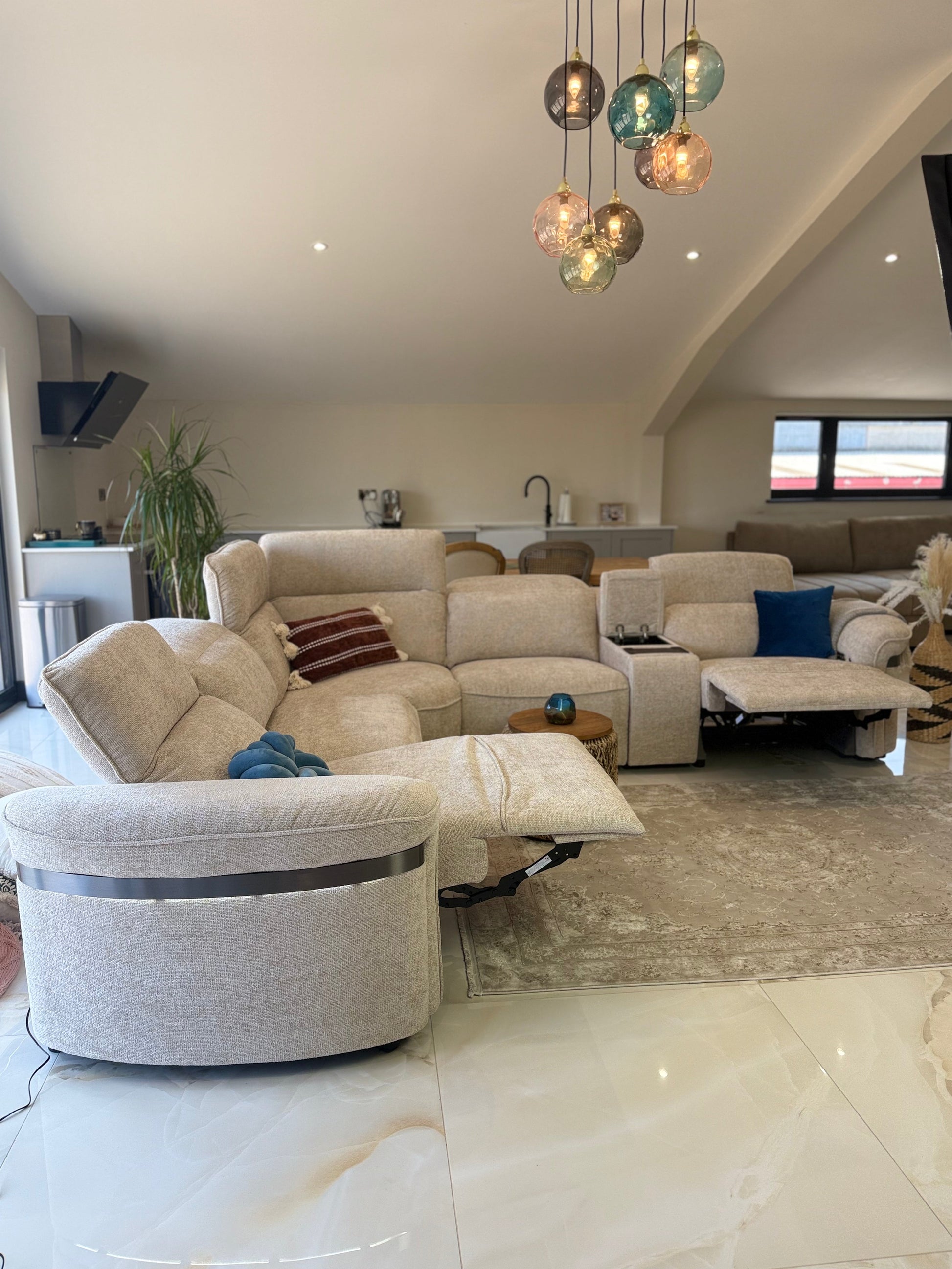 Bicester Electric Recliner Sofa Beige Large Corner