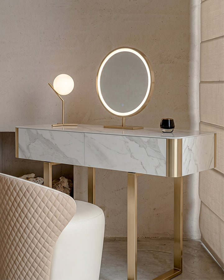 Blakely Dressing Table, Gold Leg& Marble Effect