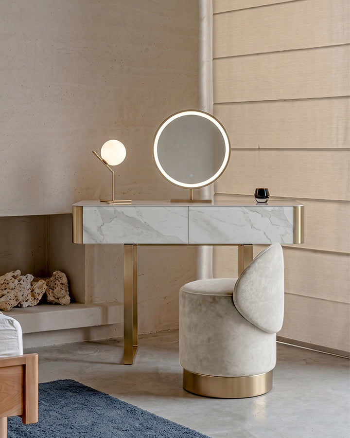Blakely Dressing Table, Gold Leg& Marble Effect