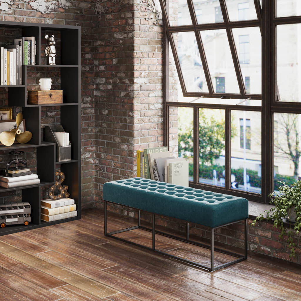 Bode Blue Chenille Bench