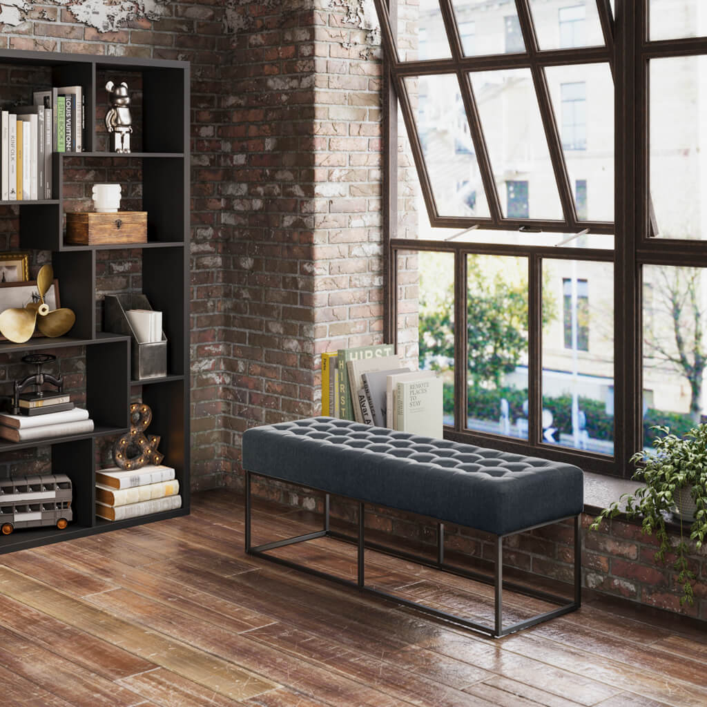 Bode Grey Chenille Bench
