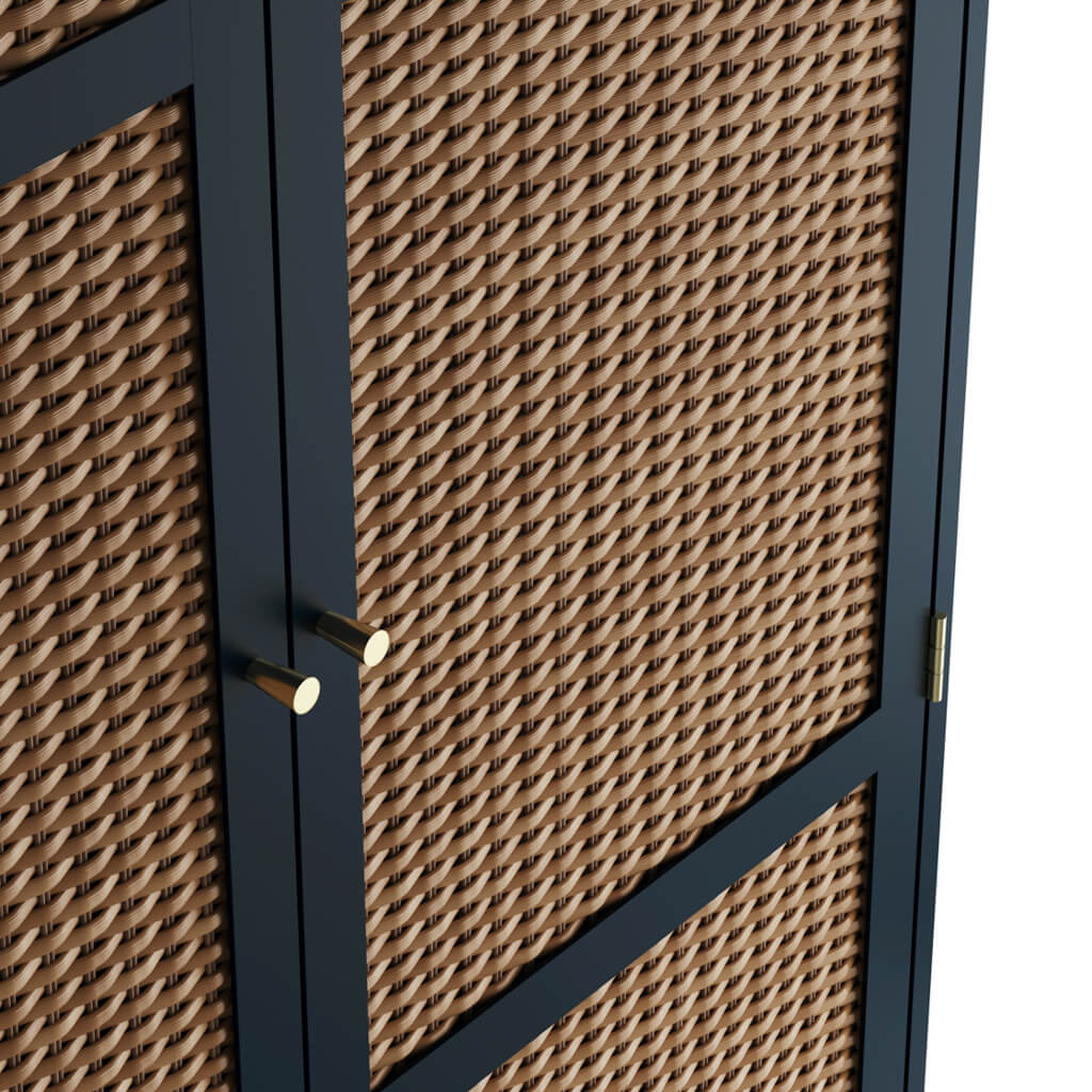 Bordeaux Navy 2 Door Rattan Wardrobe