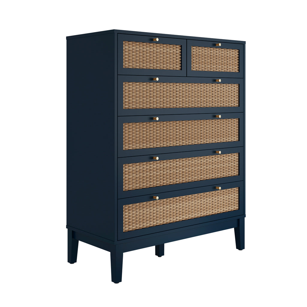 Bordeaux Navy Rattan Chest of Drawers